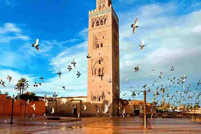 Marrakech Koutoubian Mosque from Fez Desert